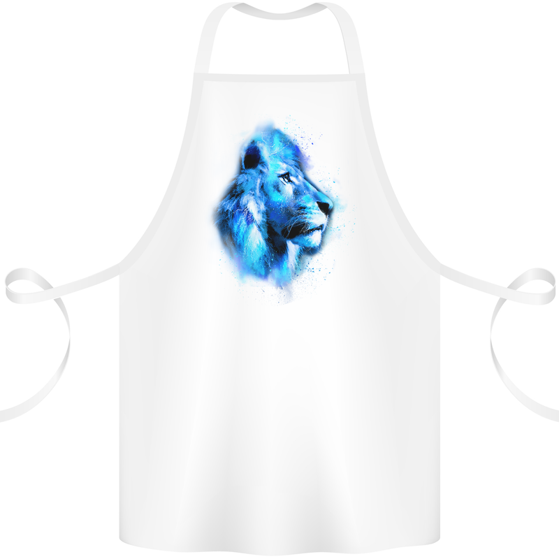 Watercolour Lion Cotton Apron 100% Organic White