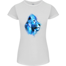 Watercolour Lion Womens Petite Cut T-Shirt White