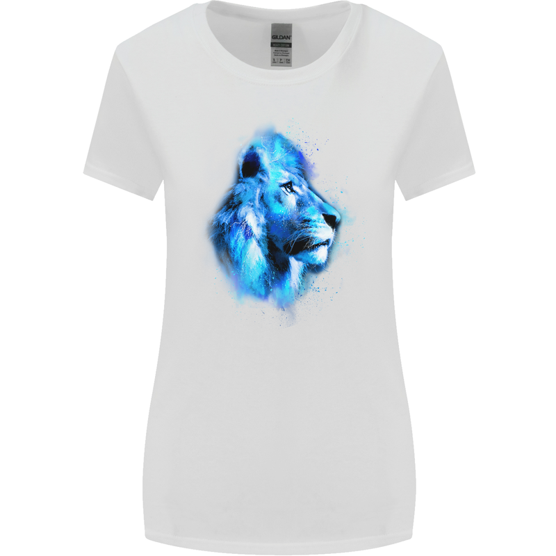 Watercolour Lion Womens Wider Cut T-Shirt White