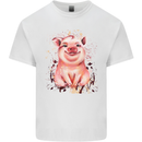 Watercolour Pig Mens Cotton T-Shirt Tee Top White