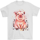 Watercolour Pig Mens T-Shirt Cotton Gildan White