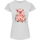 Watercolour Pig Womens Petite Cut T-Shirt White