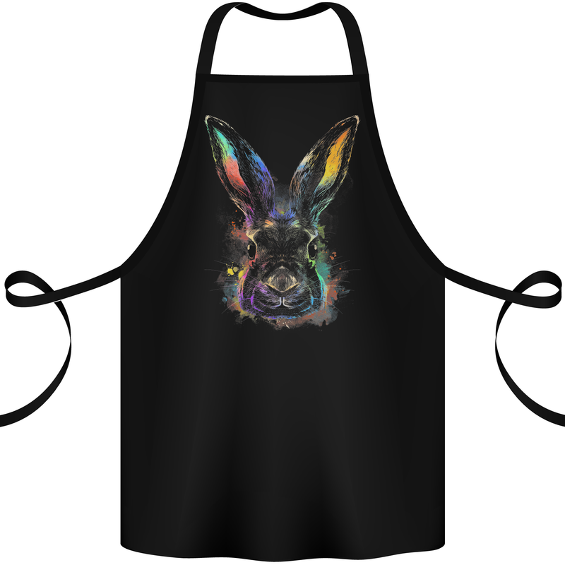 Watercolour Rabbit Bunny Cotton Apron 100% Organic Black