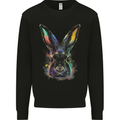 Watercolour Rabbit Bunny Mens Sweatshirt Jumper Black