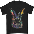Watercolour Rabbit Bunny Mens T-Shirt Cotton Gildan Black