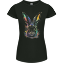 Watercolour Rabbit Bunny Womens Petite Cut T-Shirt Black