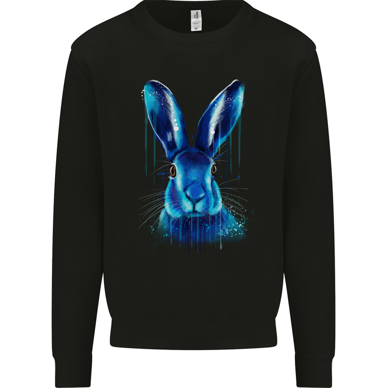 Watercolour Rabbit Mens Sweatshirt Jumper Black
