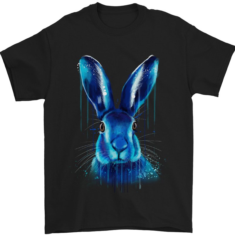 Watercolour Rabbit Mens T-Shirt Cotton Gildan Black