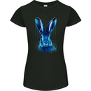 Watercolour Rabbit Womens Petite Cut T-Shirt Black