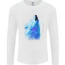 Watercolour Wolf Mens Long Sleeve T-Shirt White