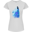 Watercolour Wolf Womens Petite Cut T-Shirt White