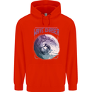 Wave Chaser Surfing Surfer Childrens Kids Hoodie Bright Red