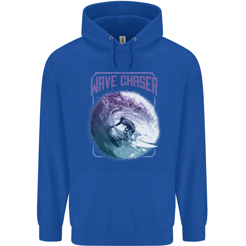 Wave Chaser Surfing Surfer Childrens Kids Hoodie Royal Blue