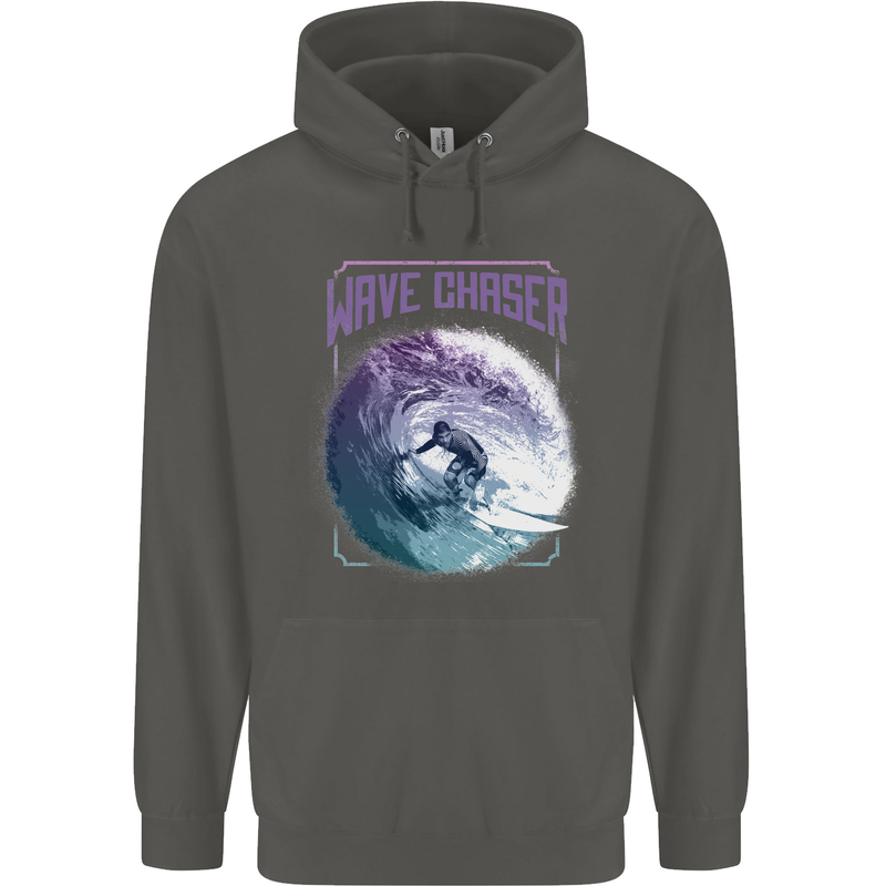 Wave Chaser Surfing Surfer Childrens Kids Hoodie Storm Grey