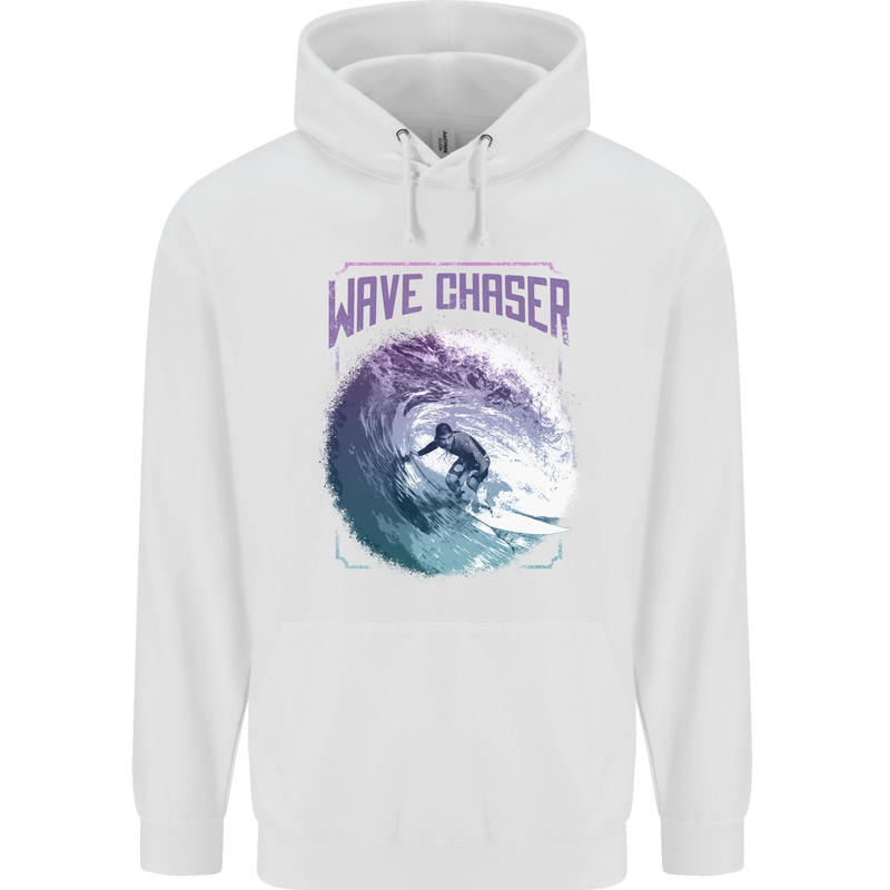 Wave Chaser Surfing Surfer Childrens Kids Hoodie White