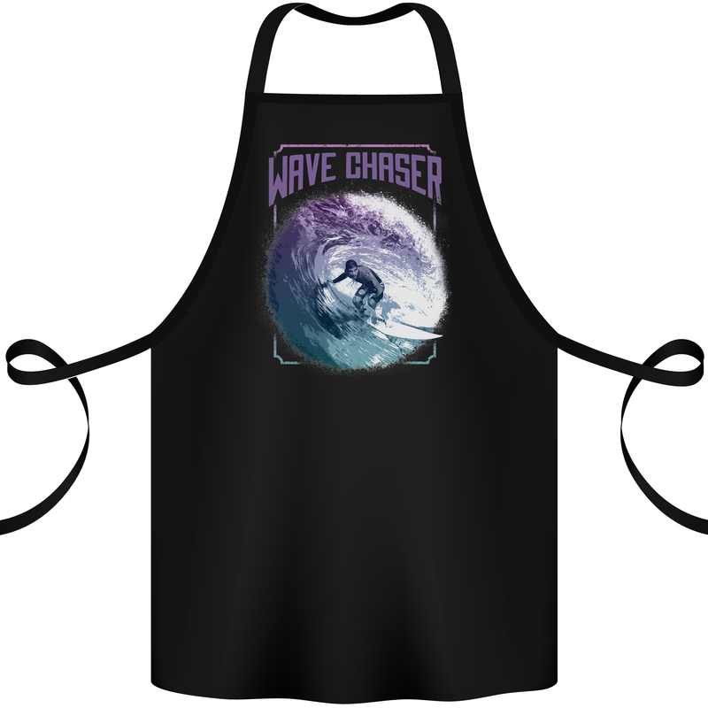 Wave Chaser Surfing Surfer Cotton Apron 100% Organic Black