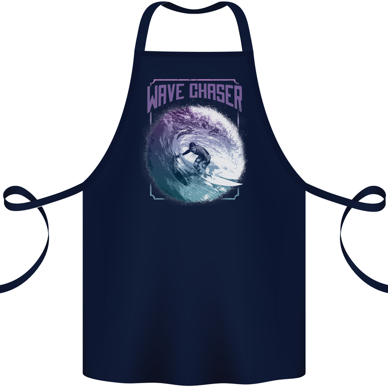 Wave Chaser Surfing Surfer Cotton Apron 100% Organic Navy Blue
