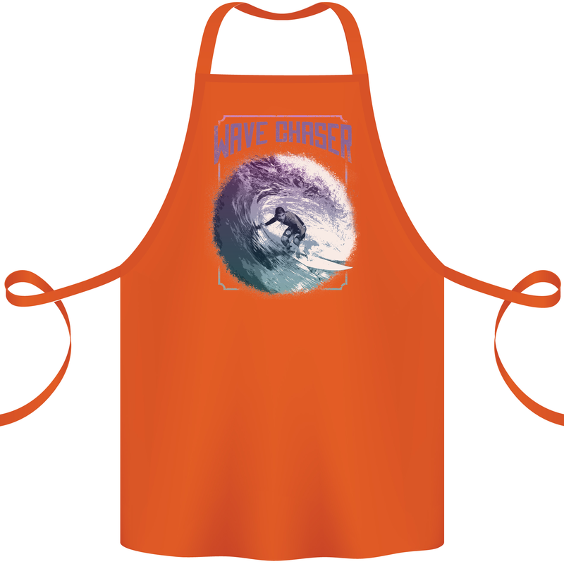 Wave Chaser Surfing Surfer Cotton Apron 100% Organic Orange
