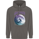 Wave Chaser Surfing Surfer Mens 80% Cotton Hoodie Charcoal