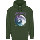 Wave Chaser Surfing Surfer Mens 80% Cotton Hoodie Forest Green