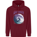 Wave Chaser Surfing Surfer Mens 80% Cotton Hoodie Maroon