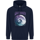Wave Chaser Surfing Surfer Mens 80% Cotton Hoodie Navy Blue