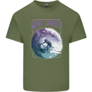 Wave Chaser Surfing Surfer Mens Cotton T-Shirt Tee Top Military Green