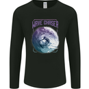 Wave Chaser Surfing Surfer Mens Long Sleeve T-Shirt Black