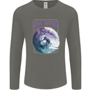 Wave Chaser Surfing Surfer Mens Long Sleeve T-Shirt Charcoal