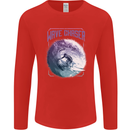 Wave Chaser Surfing Surfer Mens Long Sleeve T-Shirt Red
