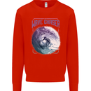 Wave Chaser Surfing Surfer Mens Sweatshirt Jumper Bright Red