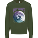 Wave Chaser Surfing Surfer Mens Sweatshirt Jumper Forest Green
