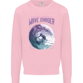 Wave Chaser Surfing Surfer Mens Sweatshirt Jumper Light Pink