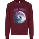 Wave Chaser Surfing Surfer Mens Sweatshirt Jumper Maroon