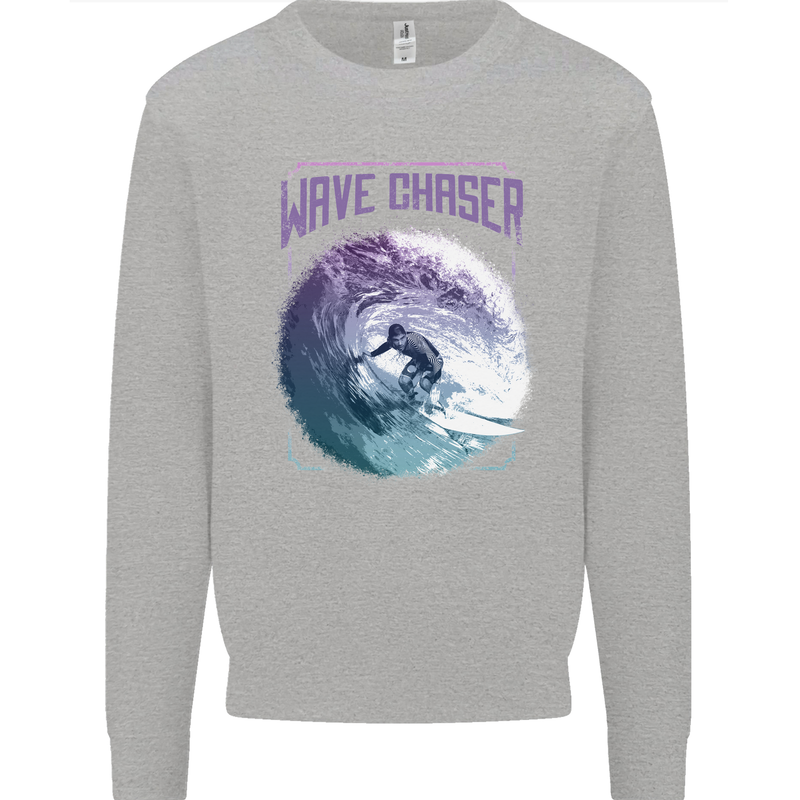 Wave Chaser Surfing Surfer Mens Sweatshirt Jumper Sports Grey