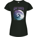 Wave Chaser Surfing Surfer Womens Petite Cut T-Shirt Black