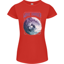 Wave Chaser Surfing Surfer Womens Petite Cut T-Shirt Red