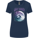 Wave Chaser Surfing Surfer Womens Wider Cut T-Shirt Navy Blue