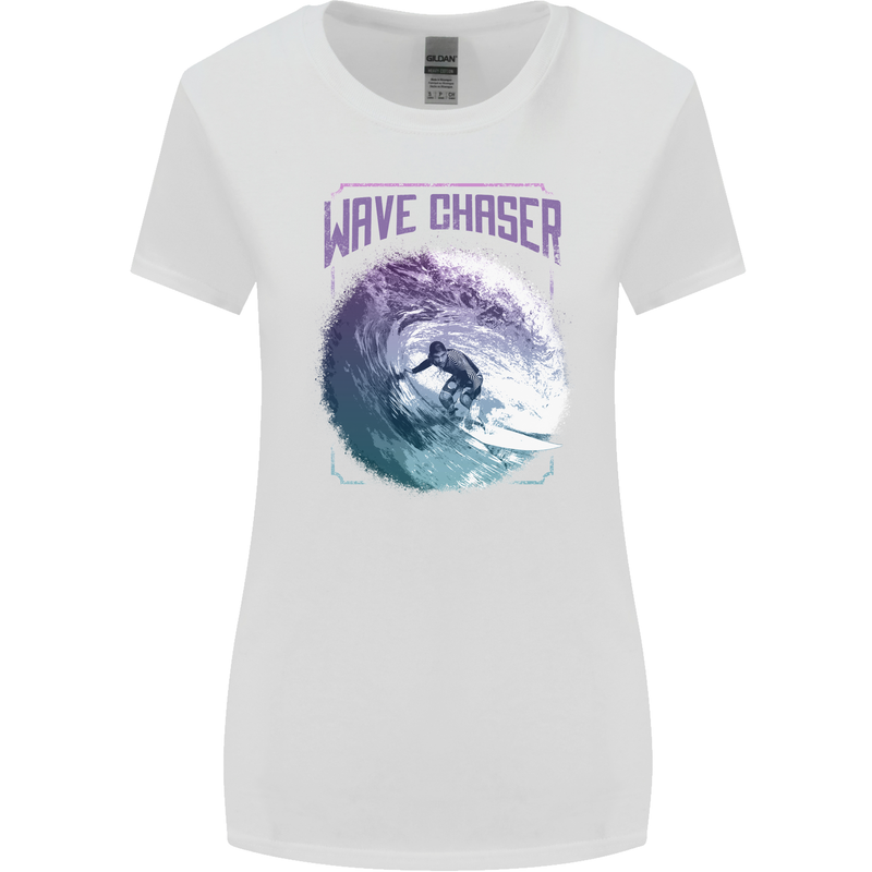 Wave Chaser Surfing Surfer Womens Wider Cut T-Shirt White