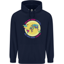We Are Here LGBT Mens 80% Cotton Hoodie Navy Blue