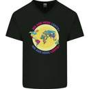 We Are Here LGBT Mens V-Neck Cotton T-Shirt Black