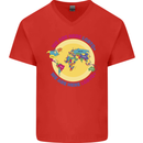 We Are Here LGBT Mens V-Neck Cotton T-Shirt Red