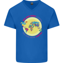 We Are Here LGBT Mens V-Neck Cotton T-Shirt Royal Blue