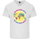 We Are Here LGBT Mens V-Neck Cotton T-Shirt White