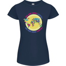 We Are Here LGBT Womens Petite Cut T-Shirt Navy Blue