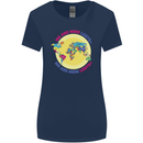 We Are Here LGBT Womens Wider Cut T-Shirt Navy Blue