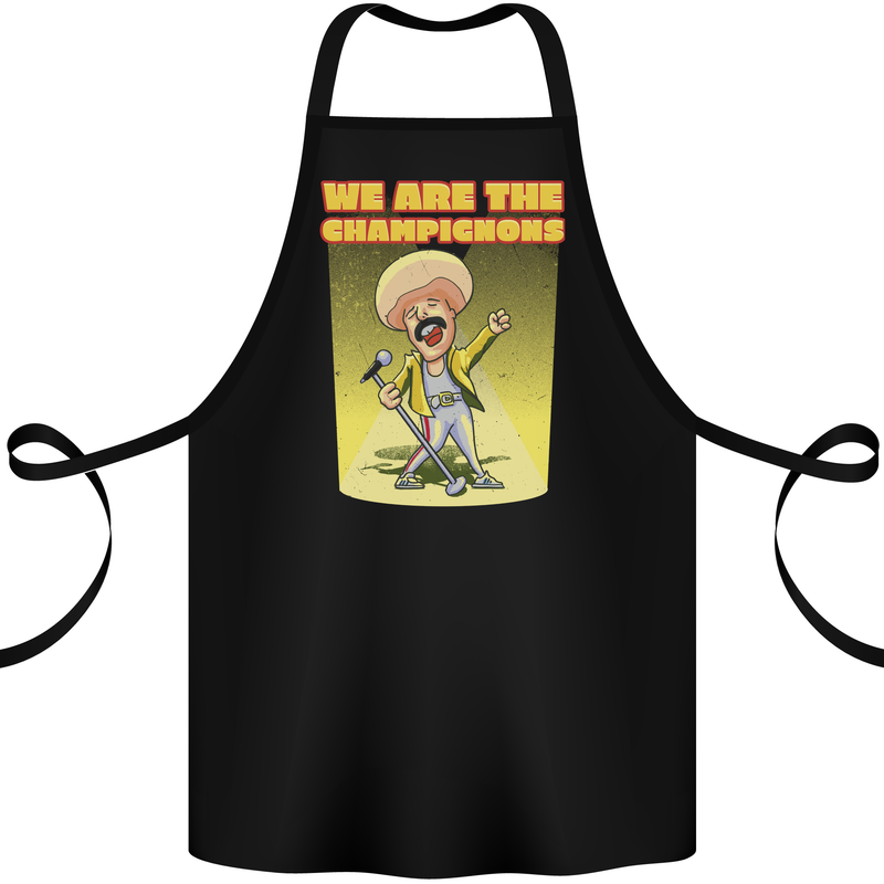 We Are the Champions Funny Mushroom Cotton Apron 100% Organic Black