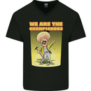 We Are the Champions Funny Mushroom Mens V-Neck Cotton T-Shirt Black