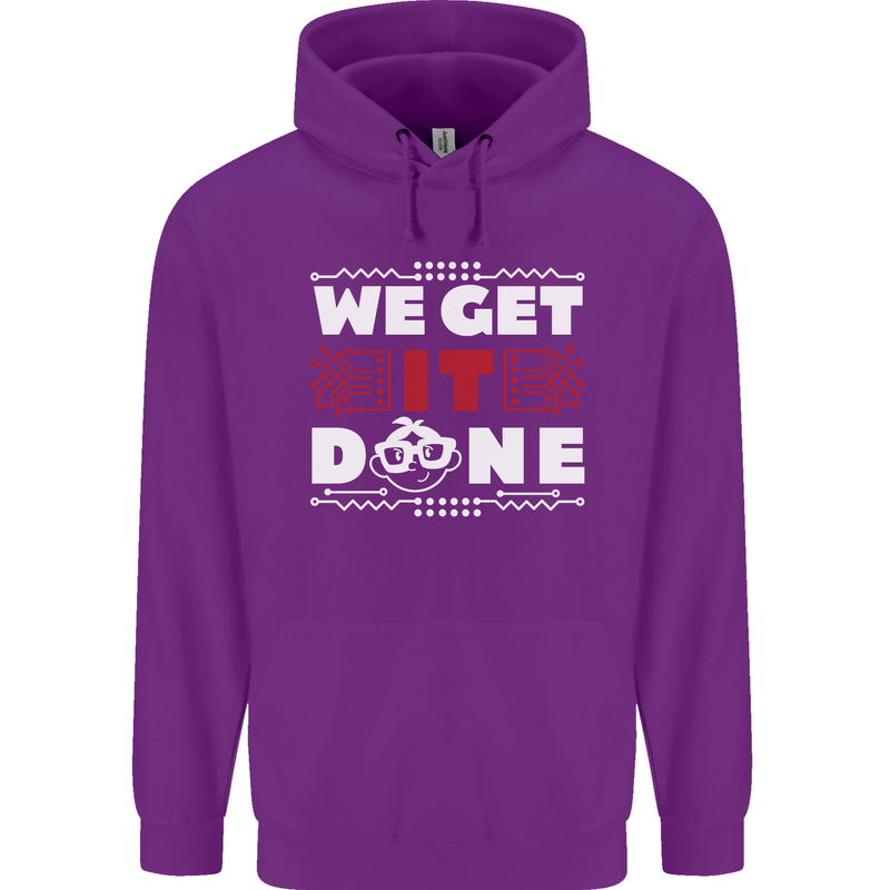 We Get It Done Funny IT Professional Tecky Mens 80% Cotton Hoodie Purple