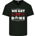 We Get It Done Funny IT Professional Tecky Mens V-Neck Cotton T-Shirt Black